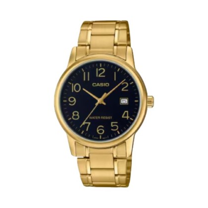 Casio General MTP-V002G-1B Gold Stainless Steel Band Men Watch